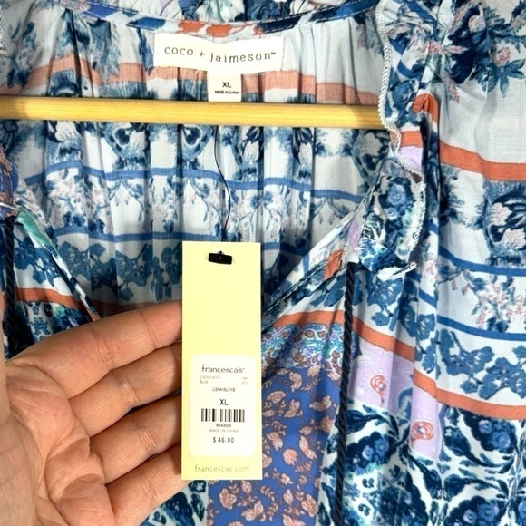 4 for $20 SALE! Francesca's Collections Peasant Bodysuit, Paisley, Size XL - Picture 5 of 12